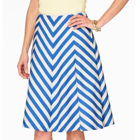 NWT Talbots blue and white cotton chevron stripe skirt 2P - Picture 1 of 9